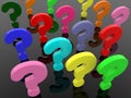 Colorful question marks on black background Royalty Free Stock Photo