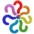 Colorful question marks conected
