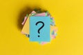 Colorful question marks written reminders tickets. ask or business concept Royalty Free Stock Photo