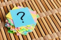 Colorful question marks written reminders tickets. ask or business concept Royalty Free Stock Photo