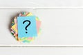 Colorful question marks written reminders tickets. ask or business concept Royalty Free Stock Photo