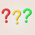 Colorful question sign. Realistic 3d symbol. Vector