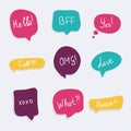 Colorful questions speech bubbles set in flat design with short