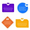 Colorful quote frames blank templates set. Quote in frame with quotation marks Royalty Free Stock Photo