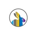 Colorful rabbit in Circle logo