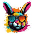 Colorful rabbit with glasses