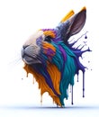 Colorful rabbit head illustration bursts with vibrant hues capturing the playful and lively spirit of these adorable creatures