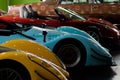 Colorful race cars at the museum exhibition