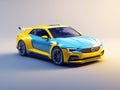 colorful racing car isometric 3d isolated on gradient background