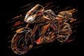 colorful racing sport bike logo in dark generative ai