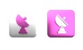 Colorful Radar icon isolated on white background. Military search system. Square button. 3D render illustration