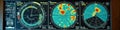 Colorful radar screens displaying weather patterns and geographic data Royalty Free Stock Photo