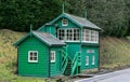 Colorful railway signal box in rural setting Royalty Free Stock Photo