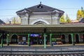 Colorful railway station in historical town of Sinaia