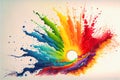 Colorful rainbow abstract spat splatter watercolor painting Royalty Free Stock Photo