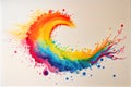 Colorful rainbow abstract spat splatter watercolor painting