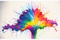 Colorful rainbow abstract spat splatter watercolor painting