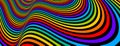 Colorful rainbow abstract vector lines psychedelic optical illusion illustration, surreal op art linear curves in hyper 3D