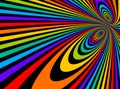 Colorful rainbow abstract vector lines psychedelic optical illusion illustration, surreal op art linear curves in hyper 3D