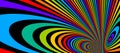 Colorful rainbow abstract vector lines psychedelic optical illusion illustration, surreal op art linear curves in hyper 3D