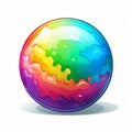 Colorful Rainbow Ball Graphic Design: Fluid Landscapes And Comic Book Art