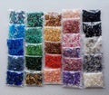 Colorful rainbow beads for handicrafts Royalty Free Stock Photo