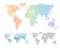 Colorful rainbow and blue gradient dotted world map. Royalty Free Stock Photo