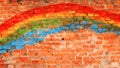 Colorful rainbow brick wall background photo Royalty Free Stock Photo