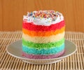 Colorful rainbow cakes on white plate Royalty Free Stock Photo