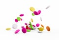 Colorful rainbow candy falling Flying on white background 3d illustration Royalty Free Stock Photo