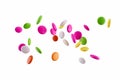 Colorful rainbow candy falling Flying on white background 3d illustration Royalty Free Stock Photo