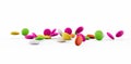 Colorful rainbow candy falling Flying on white background 3d illustration Royalty Free Stock Photo