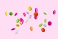 Colorful rainbow candy falling Flying on white background 3d illustration Royalty Free Stock Photo