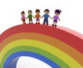 Colorful rainbow. Cheerful child. 3D illustration