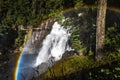 Colorful rainbow circles the falls at Gorges State Park