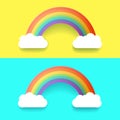 Colorful Rainbow With Clouds. Vector Illustration Set