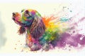 Colorful rainbow Cocker Spaniel dog watercolor painting Royalty Free Stock Photo