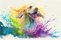Colorful rainbow Cocker Spaniel dog watercolor painting Royalty Free Stock Photo
