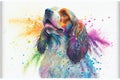 Colorful rainbow Cocker Spaniel dog watercolor painting Royalty Free Stock Photo