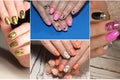Colorful rainbow collection of nail designs for summer and winte Royalty Free Stock Photo