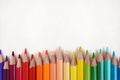 Colorful rainbow pencils, bright spectrum background Royalty Free Stock Photo