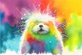 Colorful rainbow cute adorable Abominable Snowman Yeti bear watercolor painting