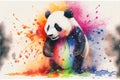 Colorful rainbow cute adorable cheerful happy panda bear watercolor painting Royalty Free Stock Photo