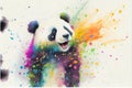 Colorful rainbow cute adorable cheerful happy panda bear watercolor painting Royalty Free Stock Photo