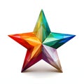 Colorful rainbow 3D crystal star isolated on a white background. The Christmas star as a symbol of the birth of the savior Royalty Free Stock Photo