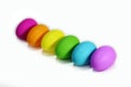 Colorful rainbow Easter eggs a white background