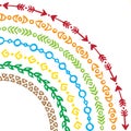 Colorful rainbow ethnic tribal brushes vector set