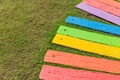 Colorful rainbow foot path garden. Royalty Free Stock Photo