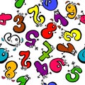 Colorful rainbow funny figures with eyes. Seamless background. Vector illustration