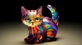 Colorful rainbow glass cat figurine on a dark background, ideal for home decor or as a design element